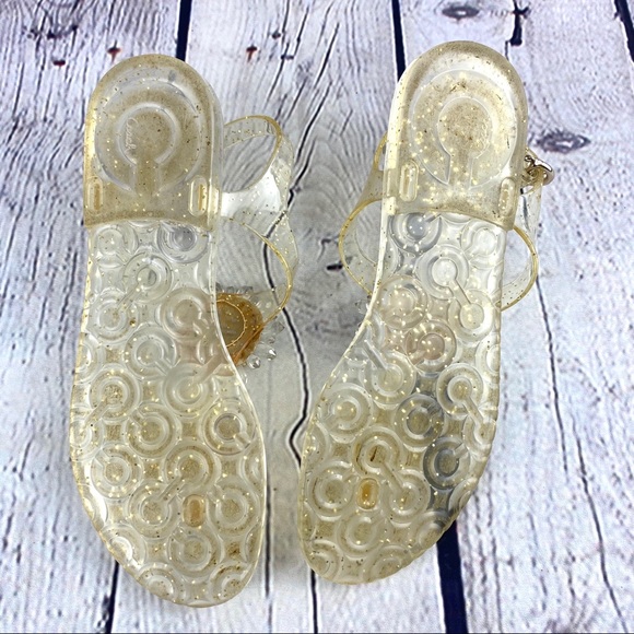 Coach sunflower gold and clear sandals size8 - Picture 4 of 7